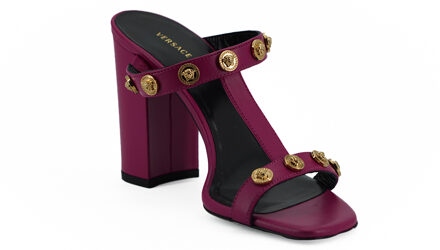 Versace Medusa Biggie Sandalen Paarse Leren Hakken Fuchsia - EU 37