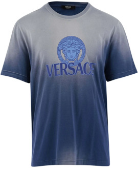 Versace Medusa Logo Tie-Dye T-Shirt Versace , Blue , Heren - L,M