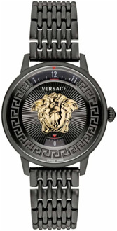 Versace Medusa Zwart Roestvrij Stalen Horloge Versace , Black , Dames - ONE Size