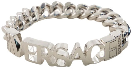 Versace Metalen Armband - Zilver - Sluiting Versace , Gray , Heren - L,M