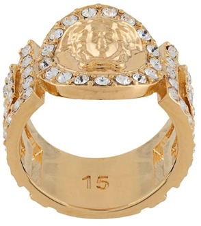Versace Metalen Kristallen Ring, 11 W IT Versace , Yellow , Dames - 54 Mm,56 MM
