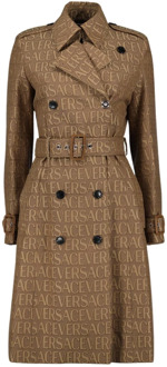 Versace Monogram Trenchcoat Versace , Brown , Dames - XS