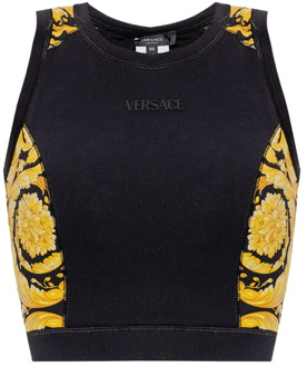 Versace Mouwloos topje Versace , Black , Dames - M,S,Xs,2Xs