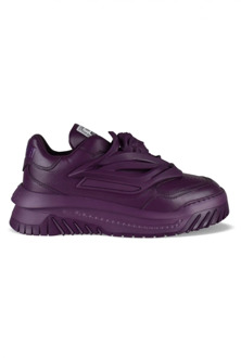 Versace Paarse Leren Sneakers met Medusa Head Versace , Purple , Heren - 41 EU