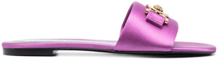 Versace Paarse Medusa Platte Sandalen Versace , Purple , Dames - 35 EU