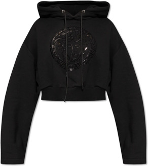 Versace Pailletten hoodie Versace , Black , Dames - S,Xs,3Xs,2Xs