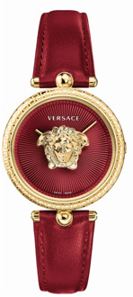 Versace Palazzo Empire Rood Lederen Gouden Horloge Versace , Red , Dames - ONE Size