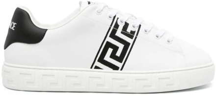 Versace Platte schoenen met Greca borduurwerk Versace , White , Heren - 42 Eu,41 Eu,45 Eu,43 EU
