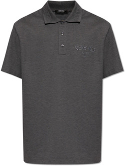 Versace Polo shirt met logo Versace , Gray , Heren - 2Xl,Xl,L,M,S,3Xl