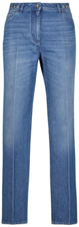 Versace Rechte Pijp Denim Jeans Blauw Gewassen Versace , Blue , Dames - W26,W27,W28