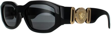 Versace Rechte Unisex Zwarte Donkergrijze Zonnebril