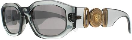 Versace rechthoek unisex transparant grijs licht grijs zilveren spiegel ve4361 zonnebril - One Size