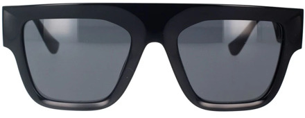 Versace Rechthoekige zonnebril met donkergrijze lens en zwart montuur Versace , Black , Unisex - 53 MM