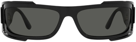 Versace Rechthoekige zonnebril met donkergrijze lens en zwart montuur Versace , Black , Unisex - 67 MM