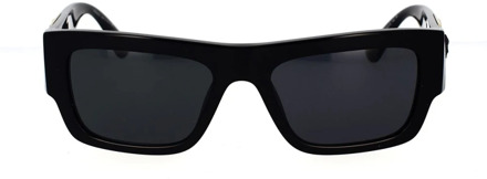 Versace Rechthoekige zonnebril met gedetailleerd ontwerp Versace , Black , Unisex - 53 MM