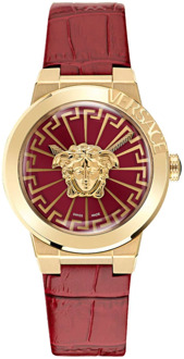 Versace Rode Leren Medusa Infinite Horloge Versace , Yellow , Dames - ONE Size