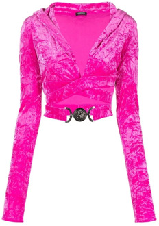 Versace Roze Velvet Crossover Sweater Versace , Pink , Dames - Xs,2Xs