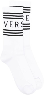 Versace Sportieve Bio Sponge Katoenen Sokken Versace , White , Heren - L,M,S