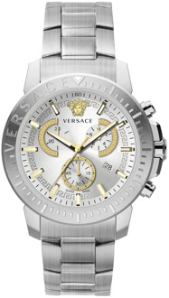 Versace Stalen Quartz Horloge, Zilveren Kast Band Versace , Gray , Heren - ONE Size