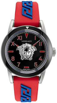 Versace Stijlvolle rode siliconen band horloge Versace , Gray , Heren - ONE Size