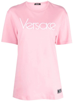Versace Stijlvolle Roze T-shirts Polos voor Vrouwen Versace , Pink , Dames - M,S,Xs,2Xs