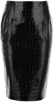 Versace Stijlvolle Zwarte Leren Rok Versace , Black , Dames - Xs,2Xs