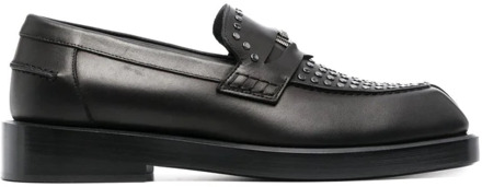 Versace Studded Square-Toe Loafers Versace , Black , Heren - 41 Eu,43 Eu,42 1/2 EU