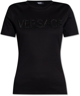 Versace T-shirt met logo Versace , Black , Dames - M,S,Xs,3Xs,2Xs