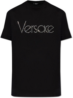 Versace T-shirt met logo Versace , Black , Heren - 2Xl,L,M