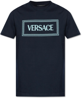 Versace T-shirt met logo Versace , Blue , Heren - Xl,L,M,S
