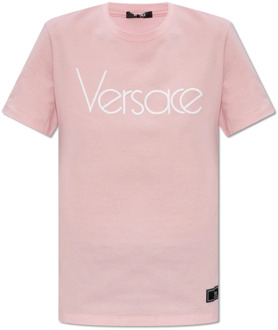 Versace T-shirt met logo Versace , Pink , Dames - M,S,Xs,3Xs,2Xs