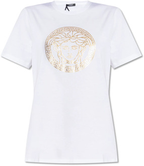 Versace T-shirt met logo Versace , White , Dames - M,S,Xs,2Xs,3Xs