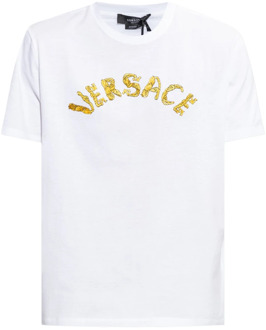Versace T-shirt met logo Versace , White , Heren - 2Xl,Xl,L,M,S,3Xl