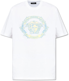 Versace T-shirt met logo Versace , White , Heren - 2Xl,Xl,L,M