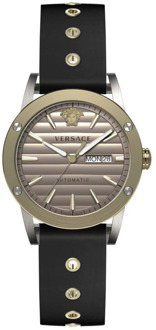 Versace Theros Automatisch Horloge Zwart Leer Versace , Beige , Heren - ONE Size