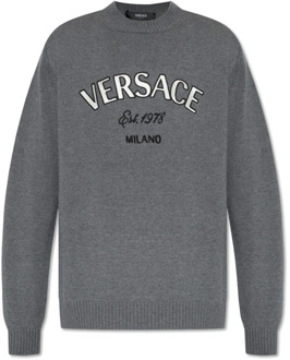 Versace Trui met logo Versace , Gray , Heren - 2Xl,Xl,L,M