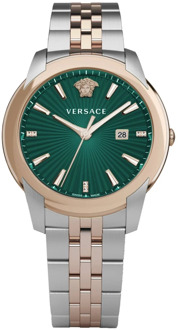 Versace Urban Roestvrijstalen Horloge Groene Wijzerplaat Versace , Gray , Heren - ONE Size