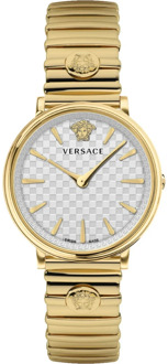 Versace V-Circle Goud Roestvrij Stalen Horloge Versace , Yellow , Dames - ONE Size