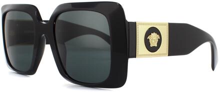 Versace Vierkante Dames Zwarte Donkergrijze Zonnebril - One Size