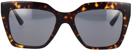 Versace Vierkante zonnebril met donkergrijze lens en Havana-frame Versace , Brown , Unisex - 56 MM
