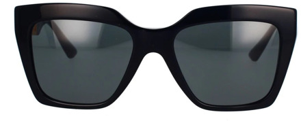 Versace Vierkante zonnebril met donkergrijze lens Versace , Black , Unisex - 56 MM