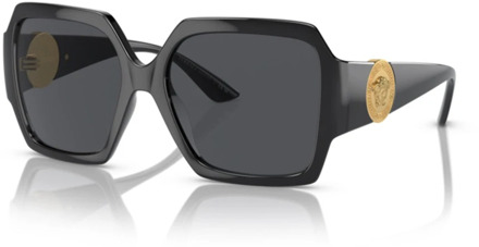 Versace Vierkante zonnebril met iconische symbolen Versace , Black , Dames - 56 MM