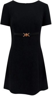 Versace Viscose jurk met Medusa-detail Versace , Black , Dames - S,Xs,2Xs