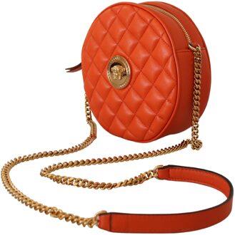 Versace Vrouwen Rode Nappa Leren Medusa Ronde Crossbody Tas - maat Zwart