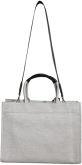 Versace Witte Canvasleren Logo Crossbody Tote Bag met Handvat Zwart/wit - One Size