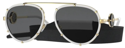 Versace Witte Frame Zonnebril voor Vrouwen Versace , White , Dames - 61 MM