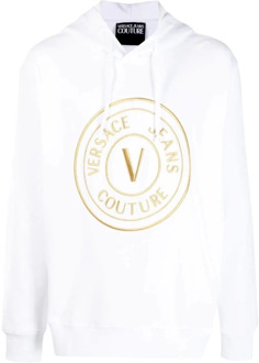 Versace Witte Hoodie met Logo Print Versace , White , Heren - 2Xl,Xl,L