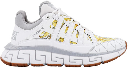 Versace Witte Leren Sneakers Versace , White , Heren - 43 1/2 Eu,40 1/2 Eu,39 Eu,44 Eu,40 EU