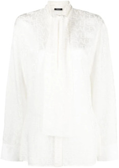 Versace Witte Overal Print Shirt met Medusa Hardware Versace , White , Dames