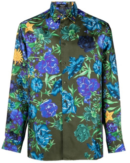 Versace Zijden overhemd met bloemenprint Versace , Multicolor , Heren - S